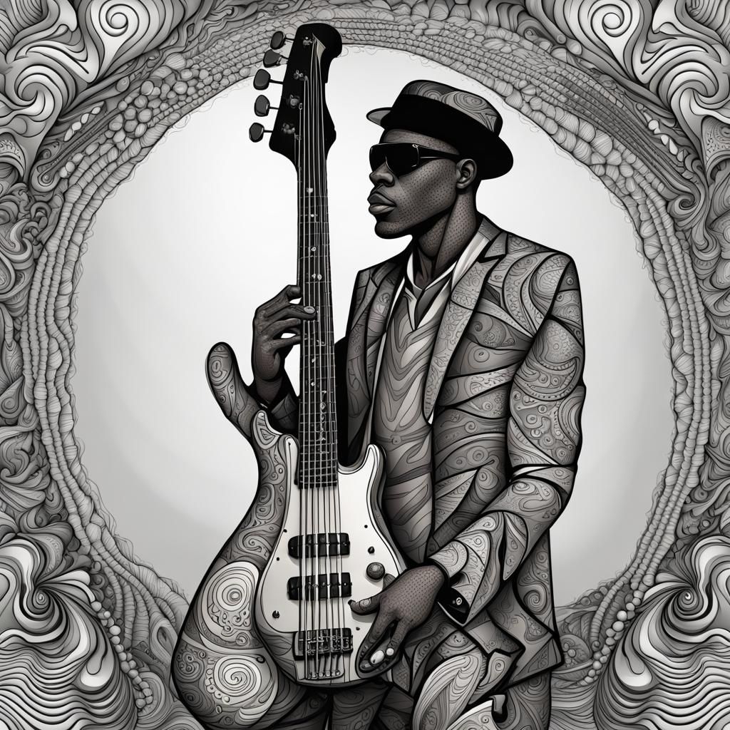 Abstract Portrait: Tall Bass Player as Ichabod Crane