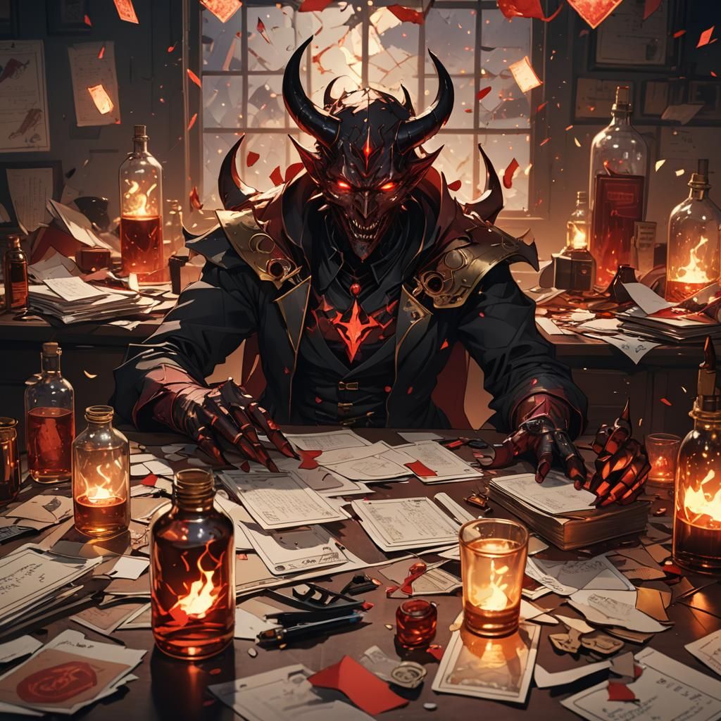 Devil Tarot Character's Addiction in Anime Style