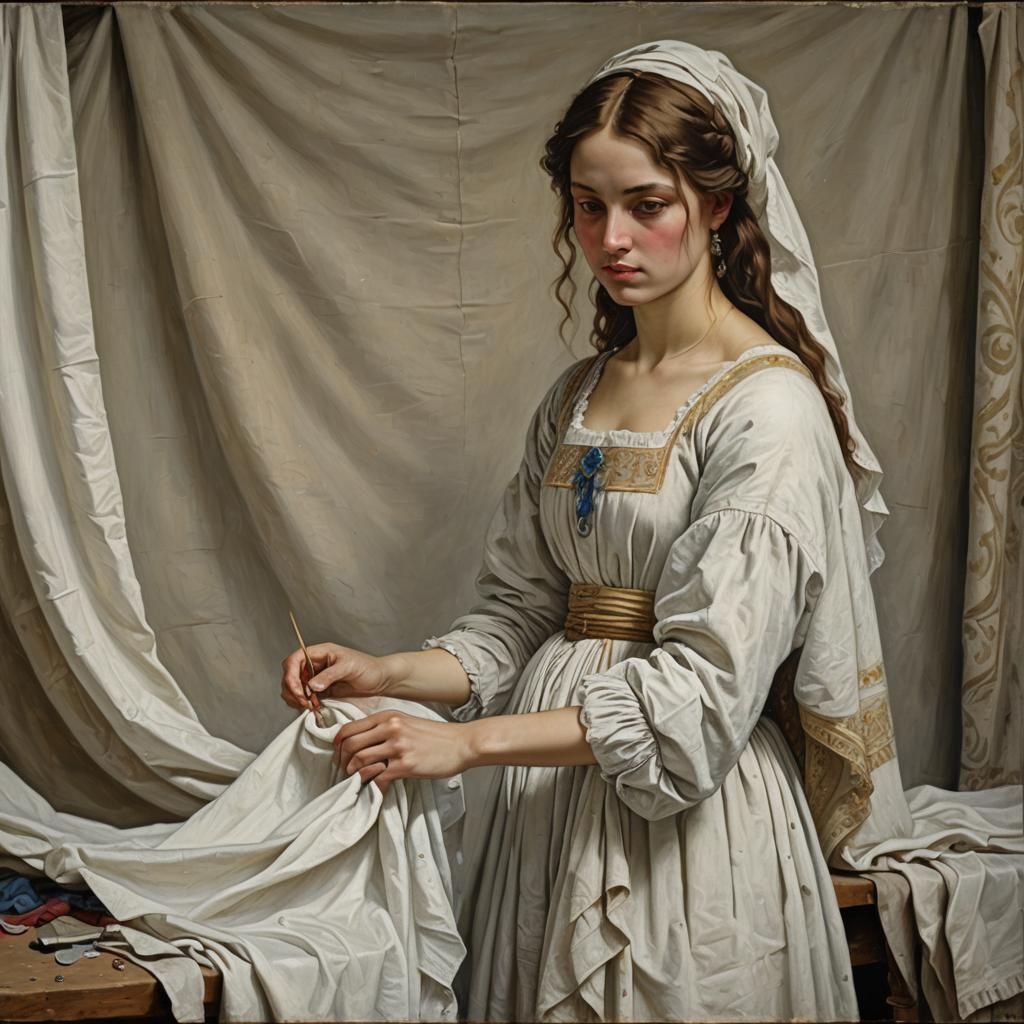 Renaissance Muse Posing for a Painter