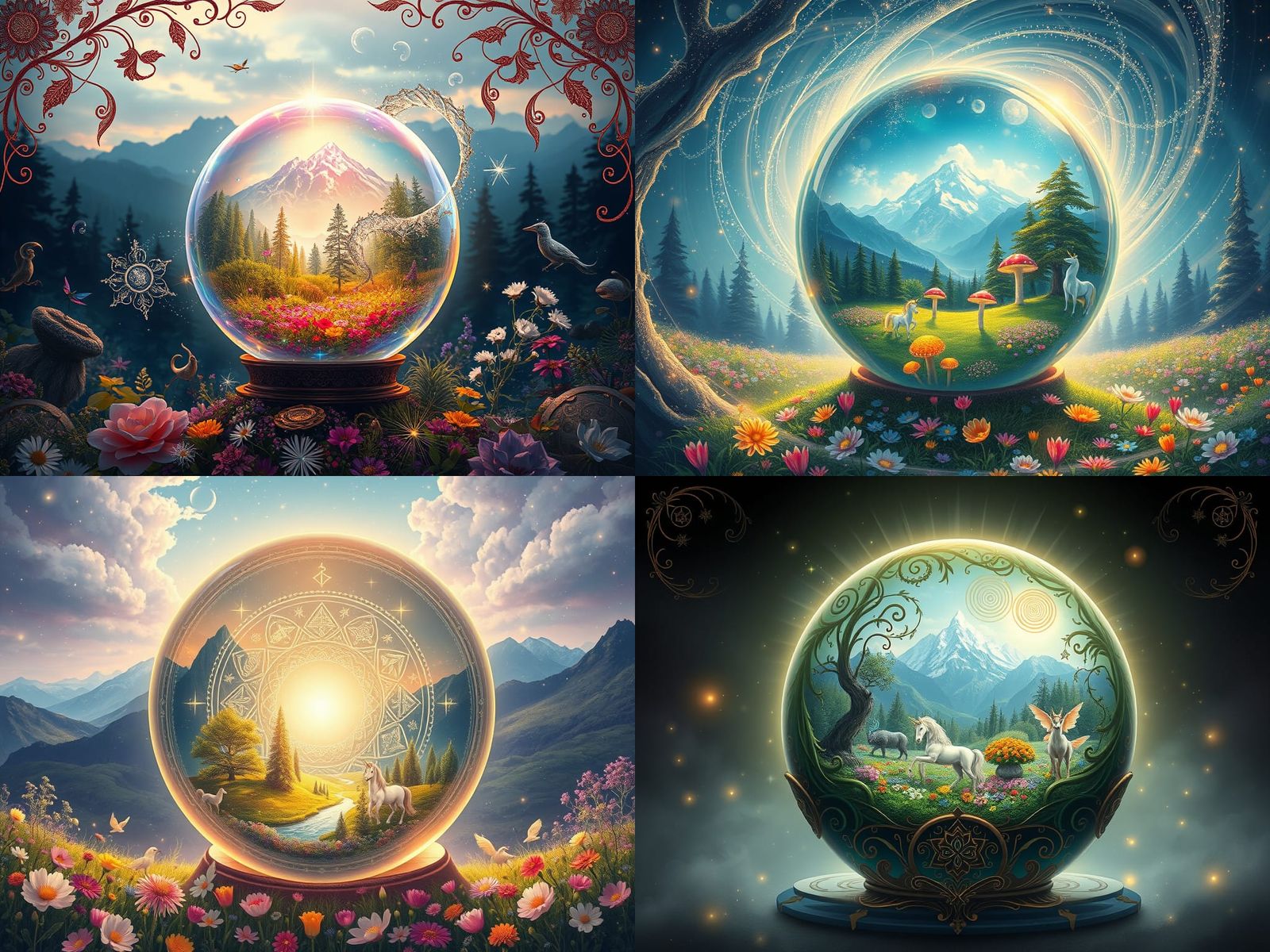 Luminous Crystal Ball Reflects Fantasy World