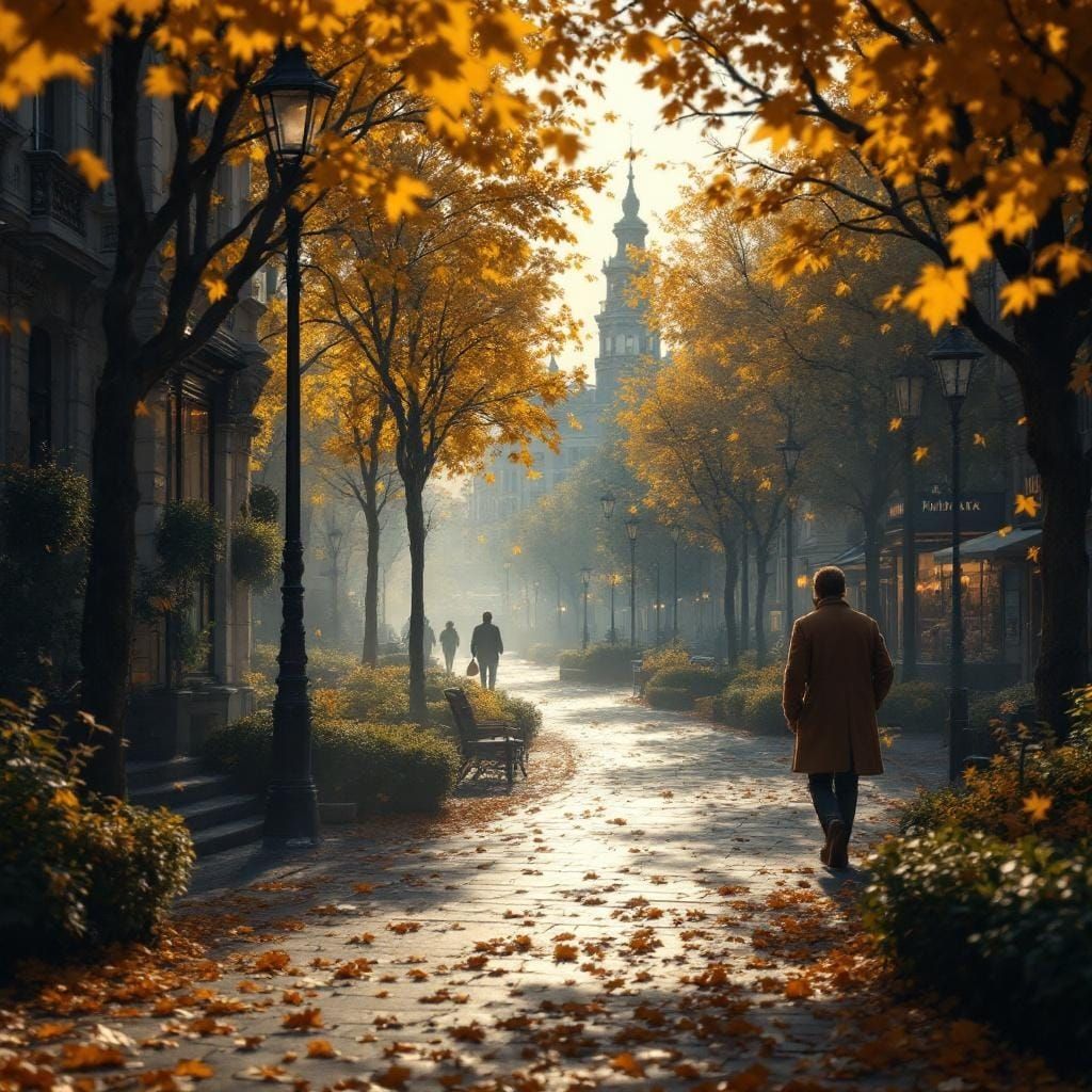 Cozy Vienna Street View in Autumn Light