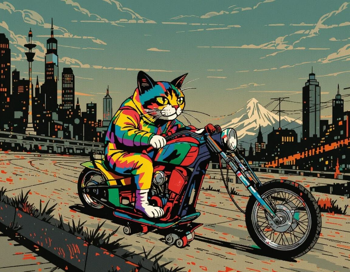 Apathetic Skater Cat PFP in 90s Style