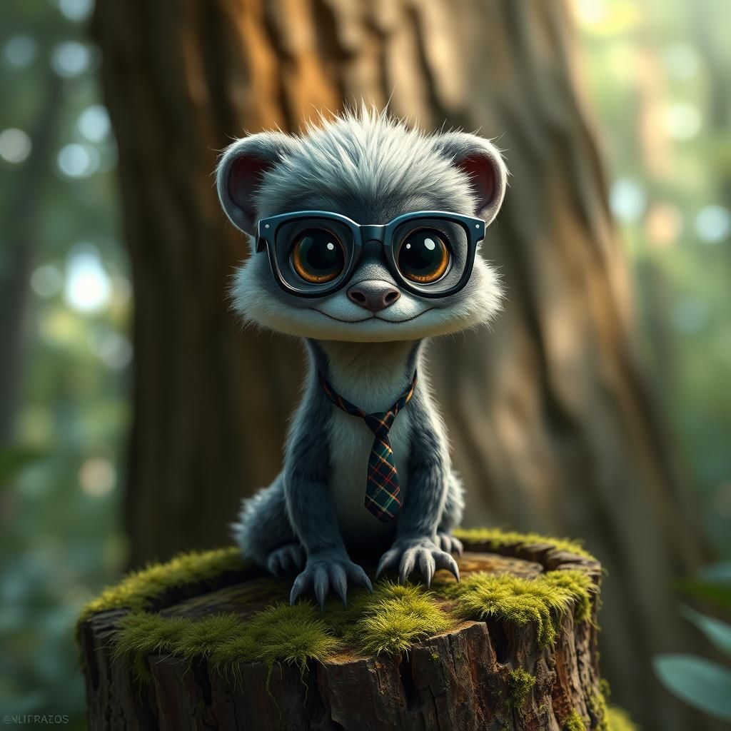 Furry Dragon with Glasses in Digital Art Style