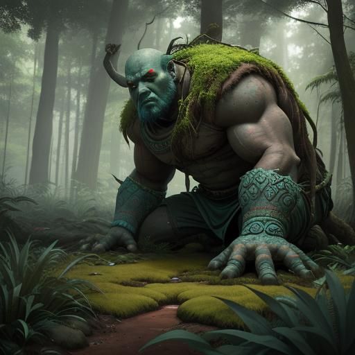 Terracotta Earth Protector in Forest Clearing