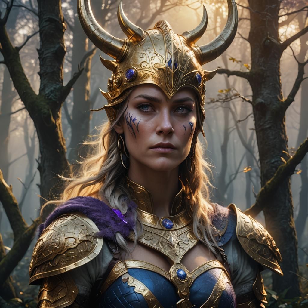 Viking Goddess in Mystical Forest