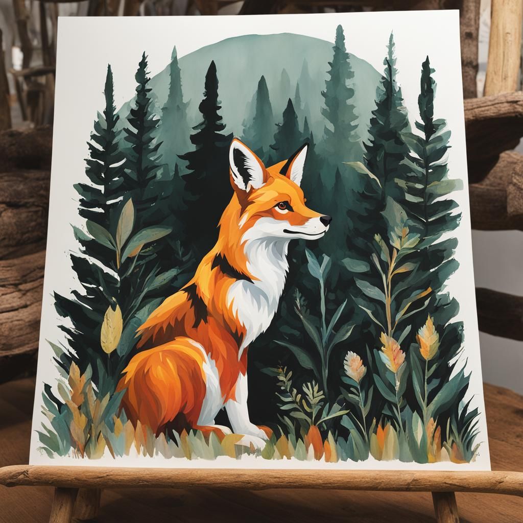 Colorful Fox Painting