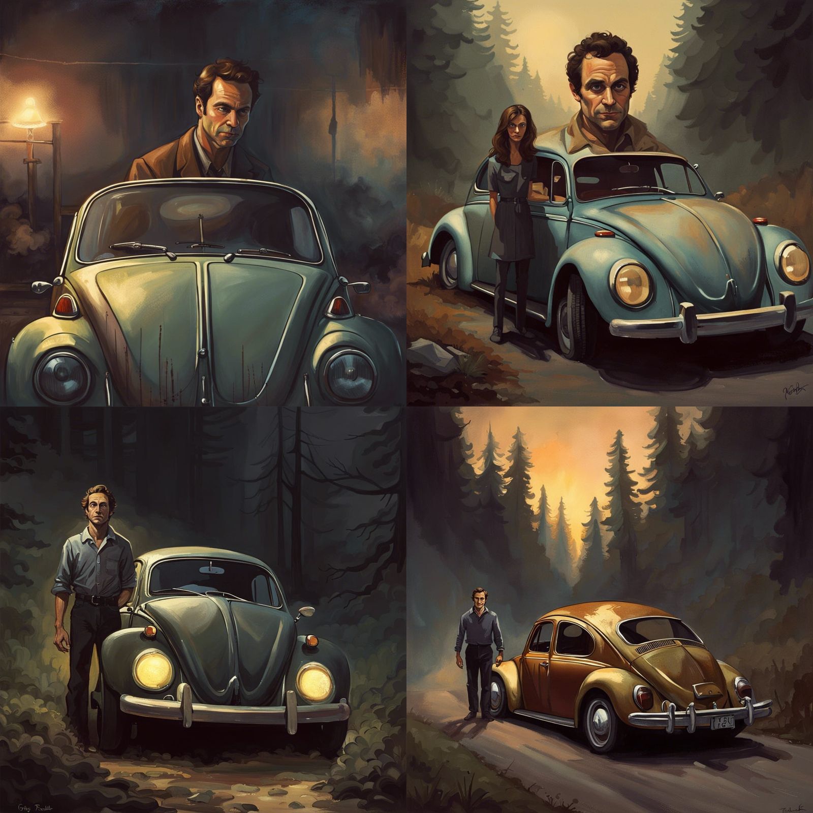 Sinister Portrait: Man with 1968 Volkswagen Beetle