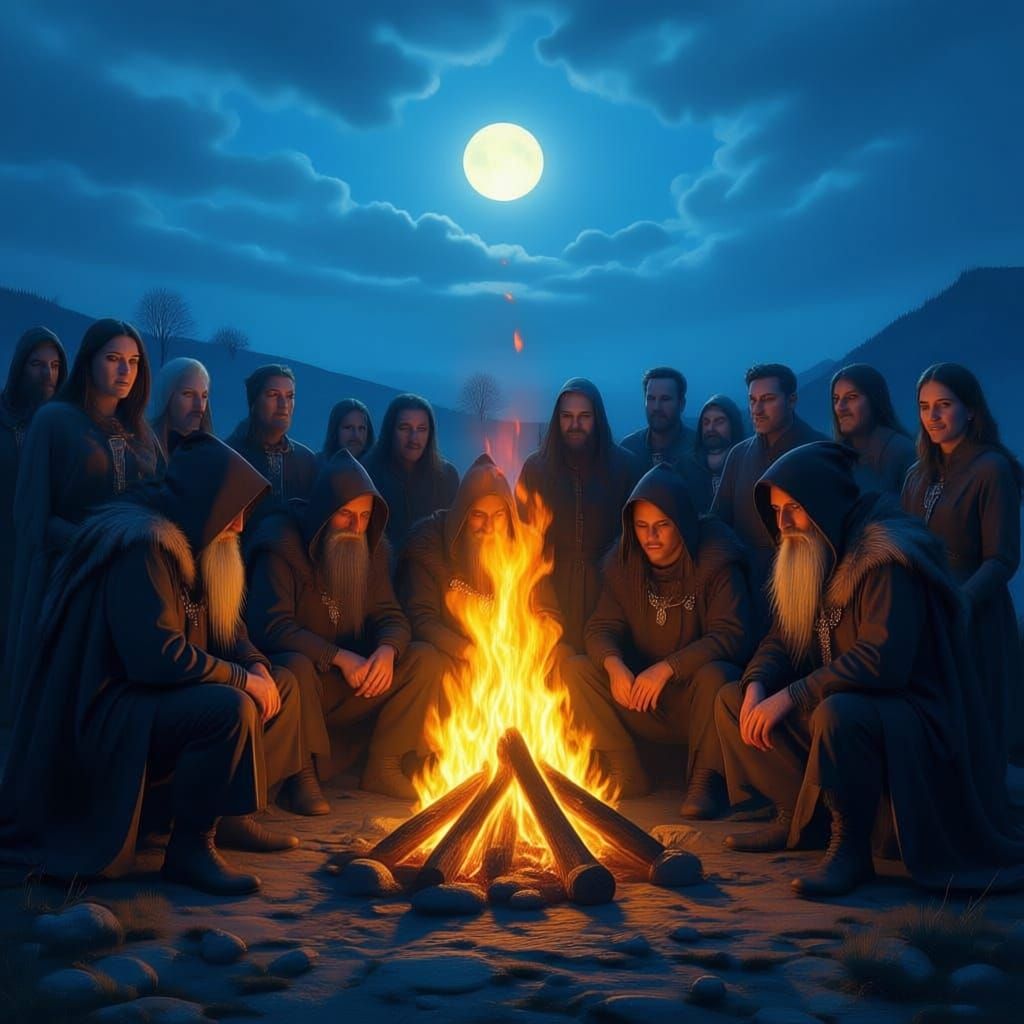 Irish Tribespeople Rekindle Hearth Fires on Hallowe'en Night