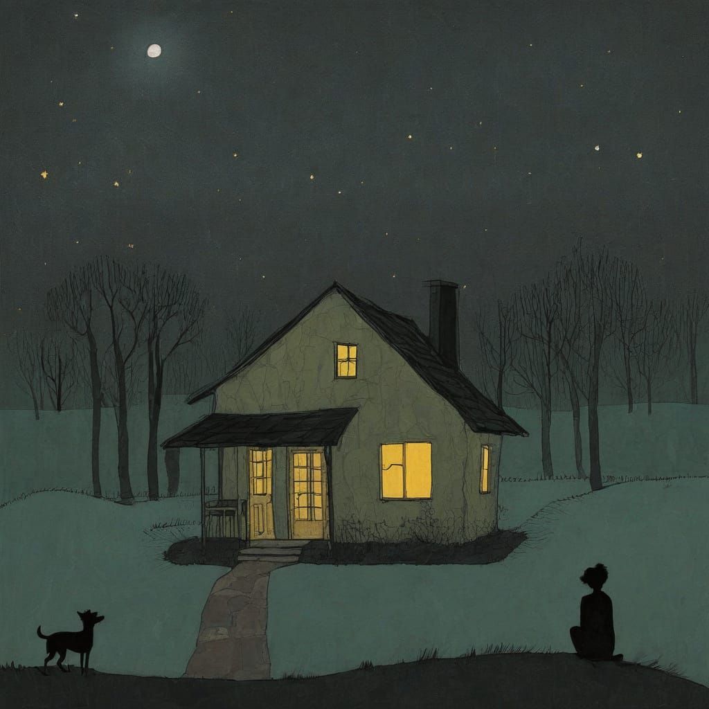 Evocative Sketch of Figures in Darkness