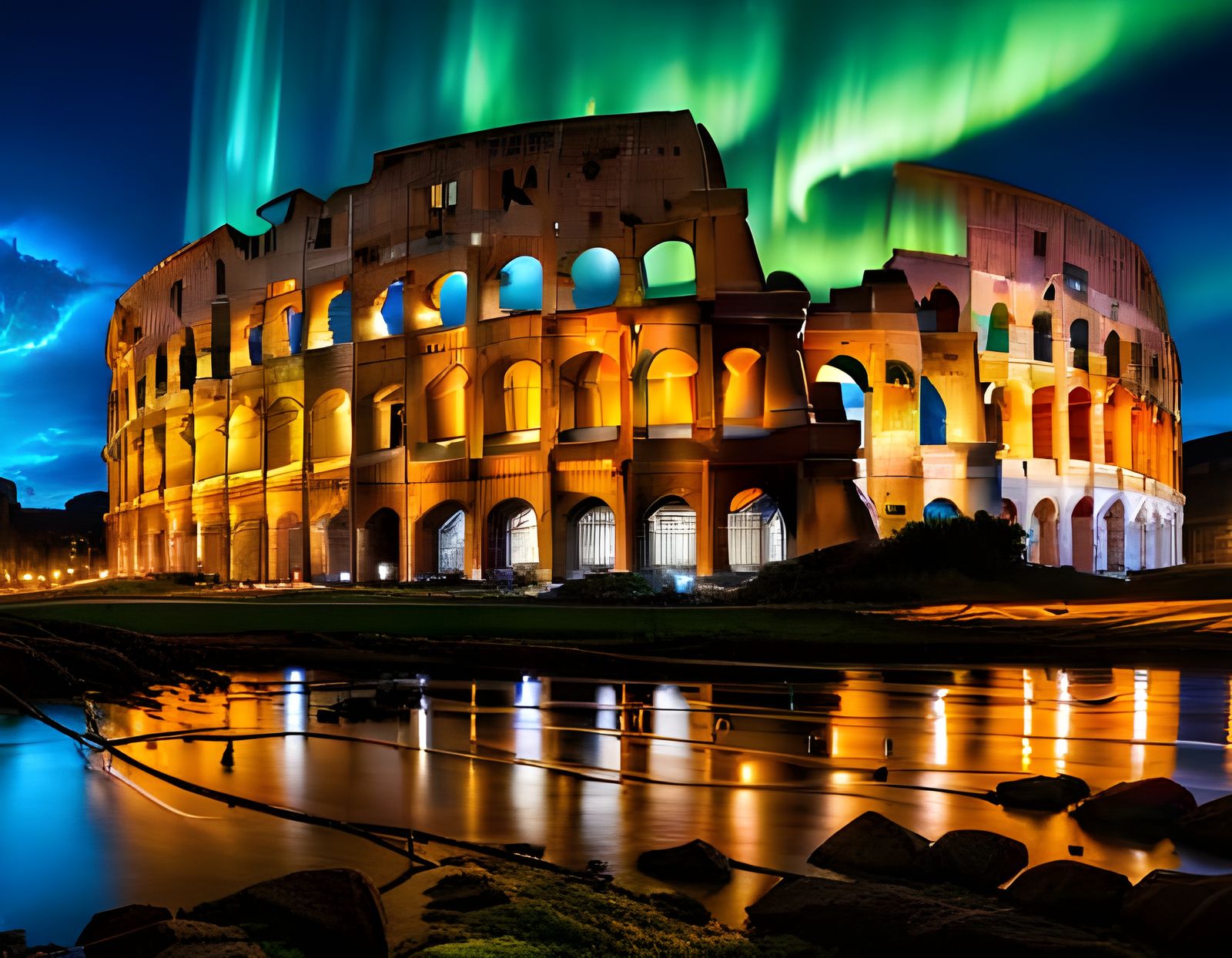 Aurora Borealis Over Rome: Graffiti Street Art