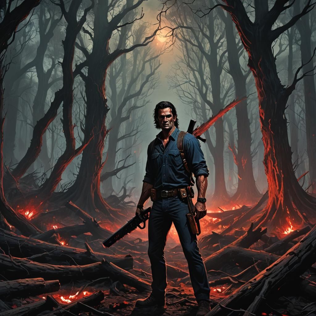 Eerie Forest: Ash Williams Chainsaw Art