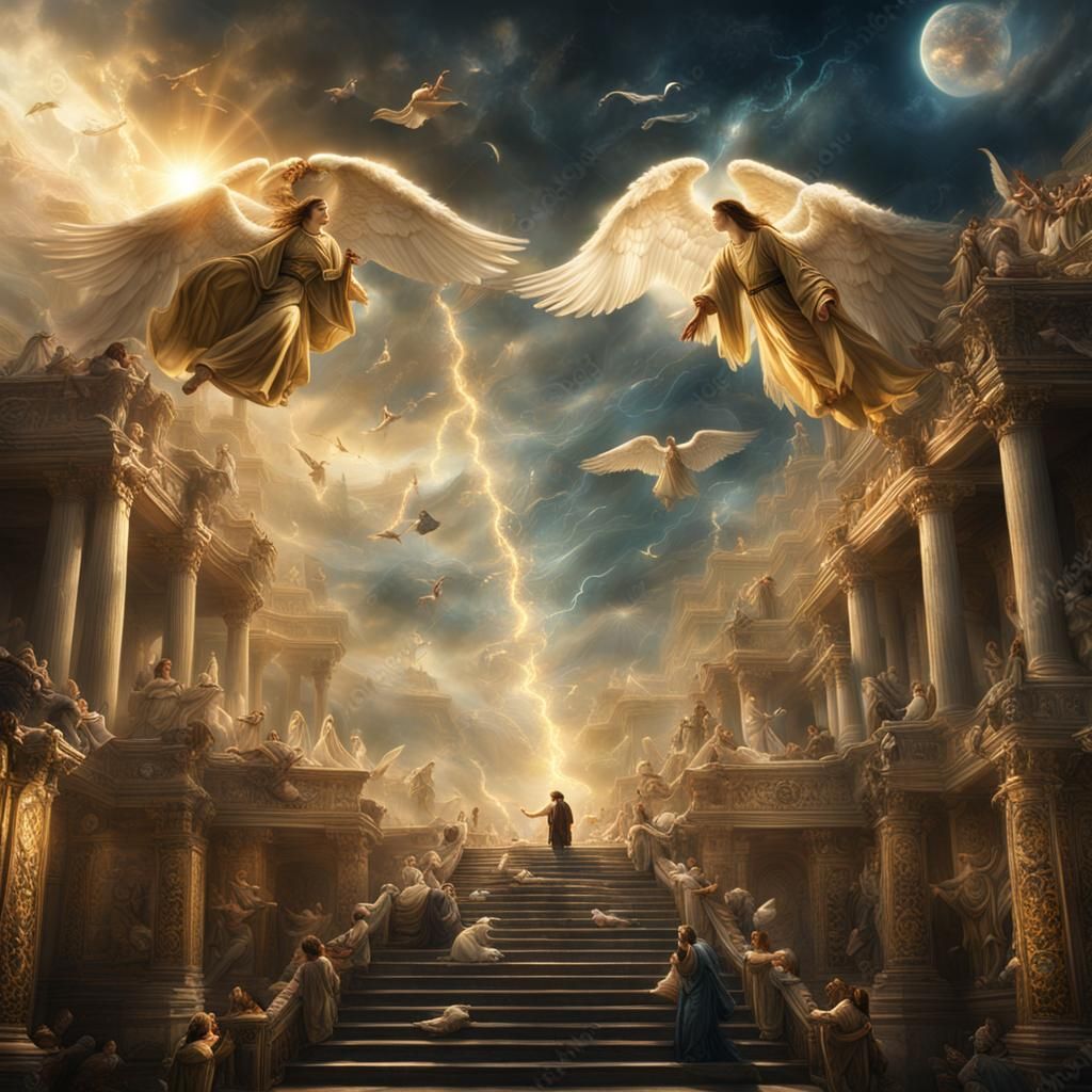 Angels in Heaven Blow Shofar: Digital Matte Painting