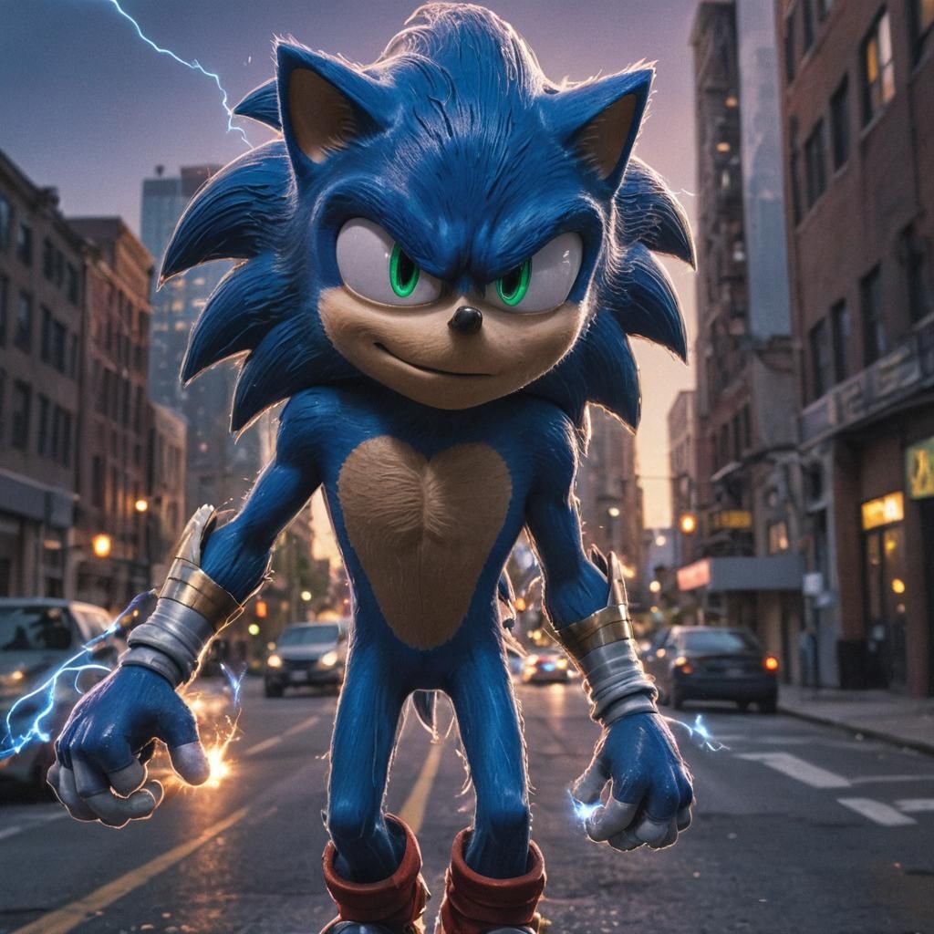 Sonic Superhero Portrait in Dynamic Comic Style