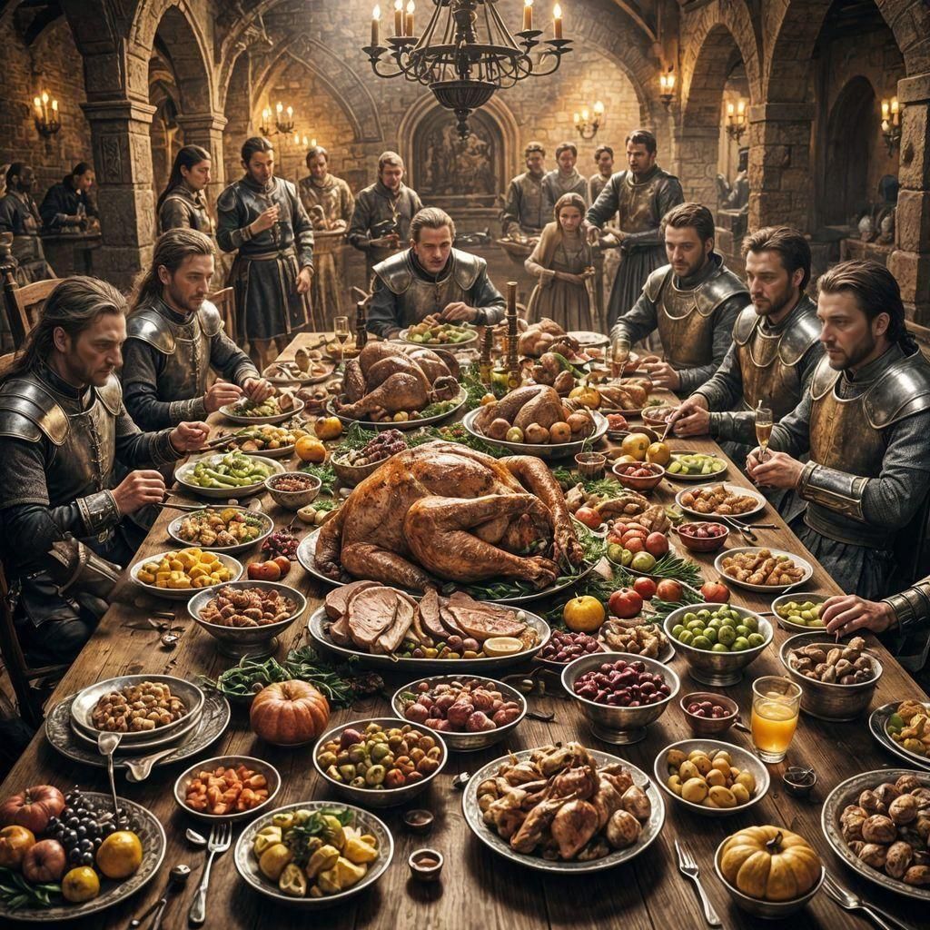 Medieval Feast with King and Knights