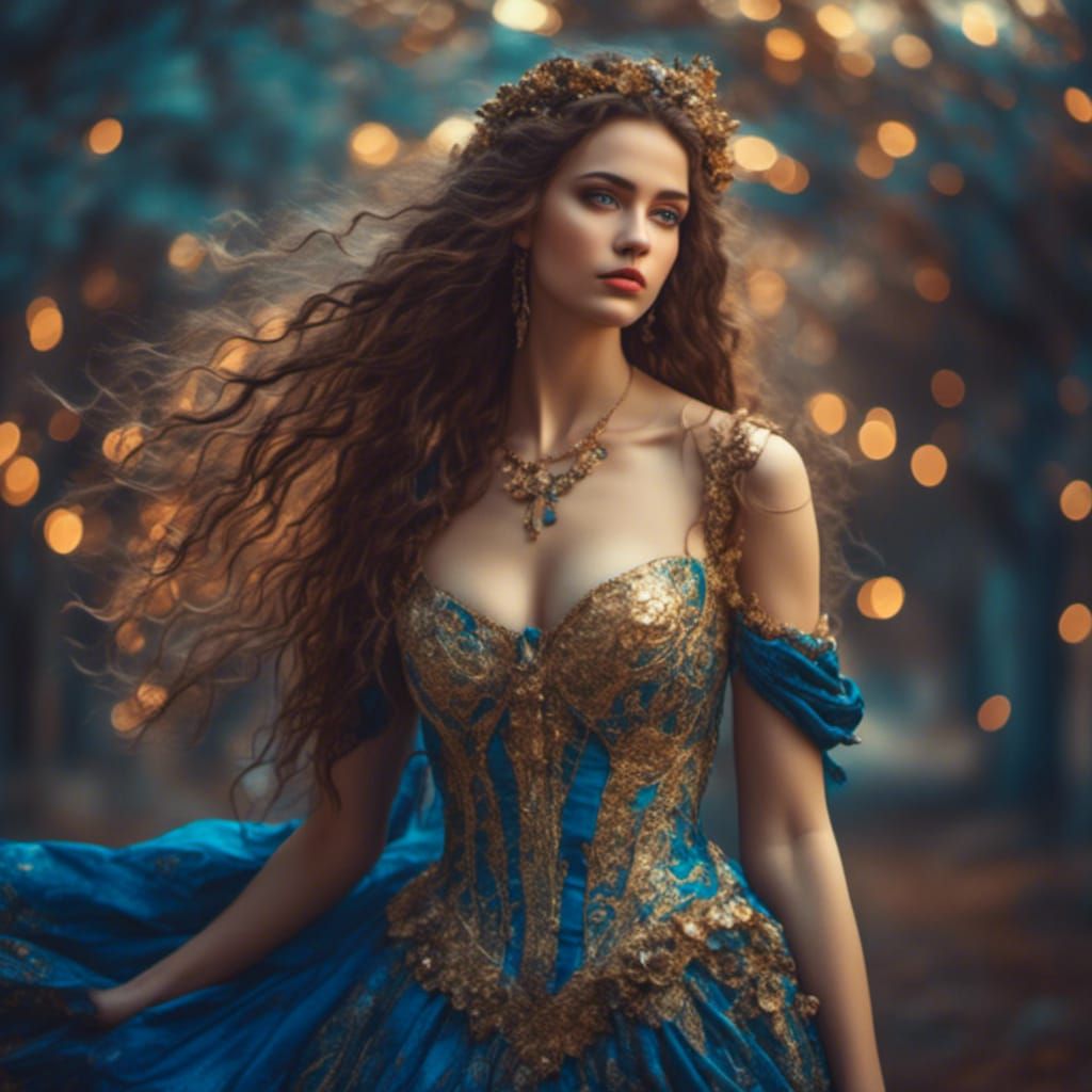 Beautiful Woman in Napoleonic Gown, Photorealistic