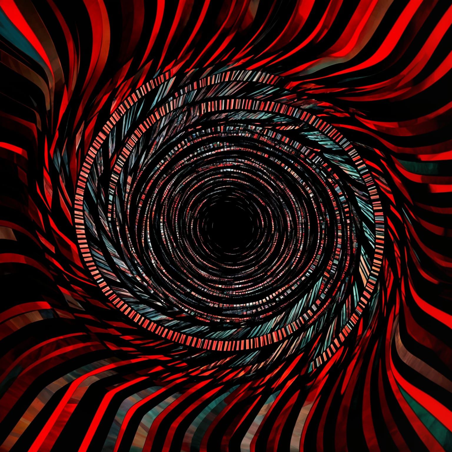 Vibrant Nightmare in Op Art Style
