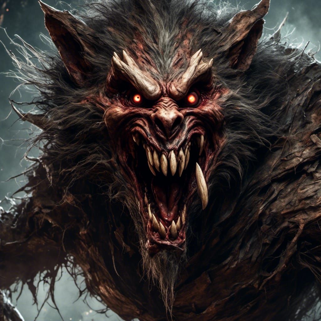 Fantasy Werewolf with Googly Eyes Close-up