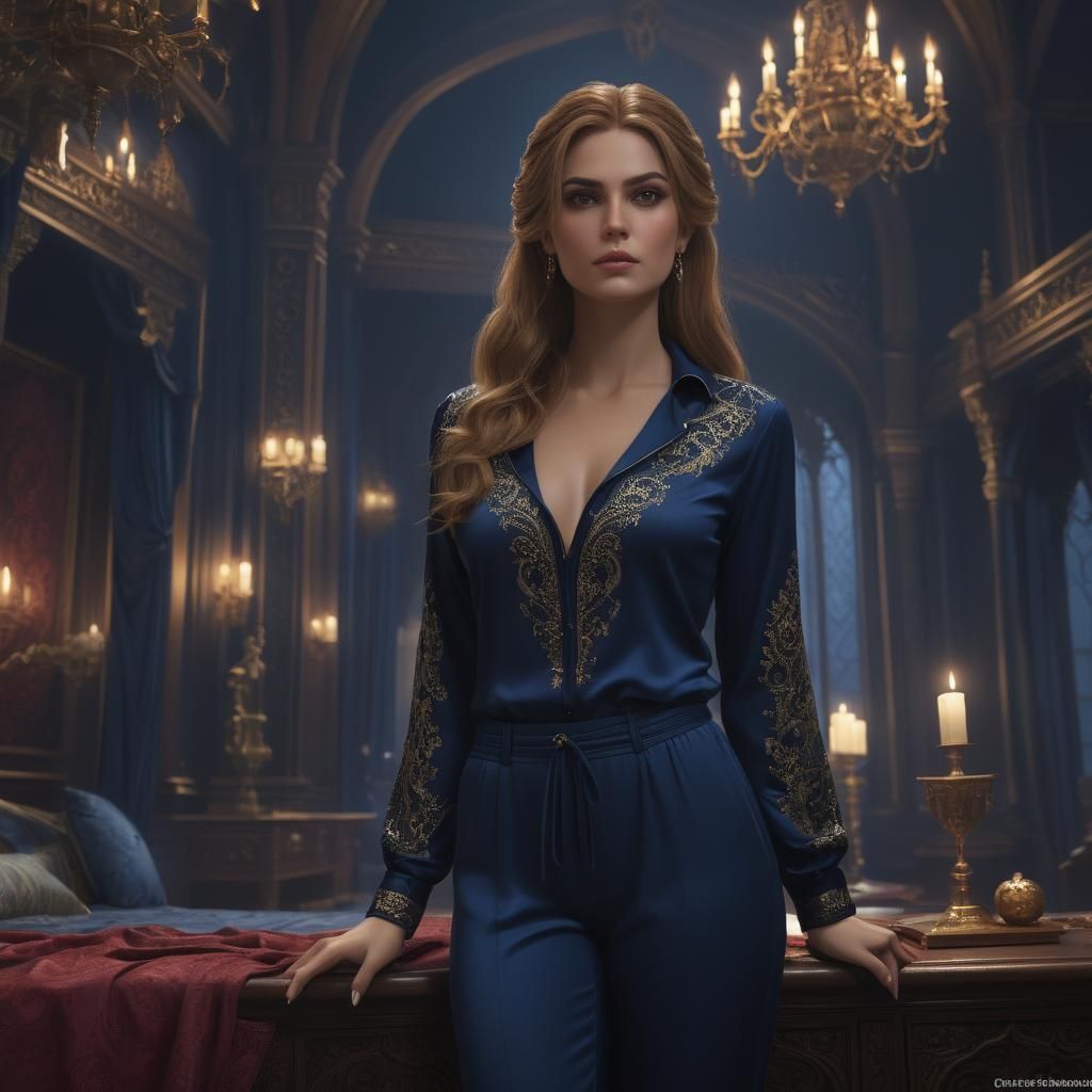 Feyre in Night Court Pyjamas: Detailed Matte Painting