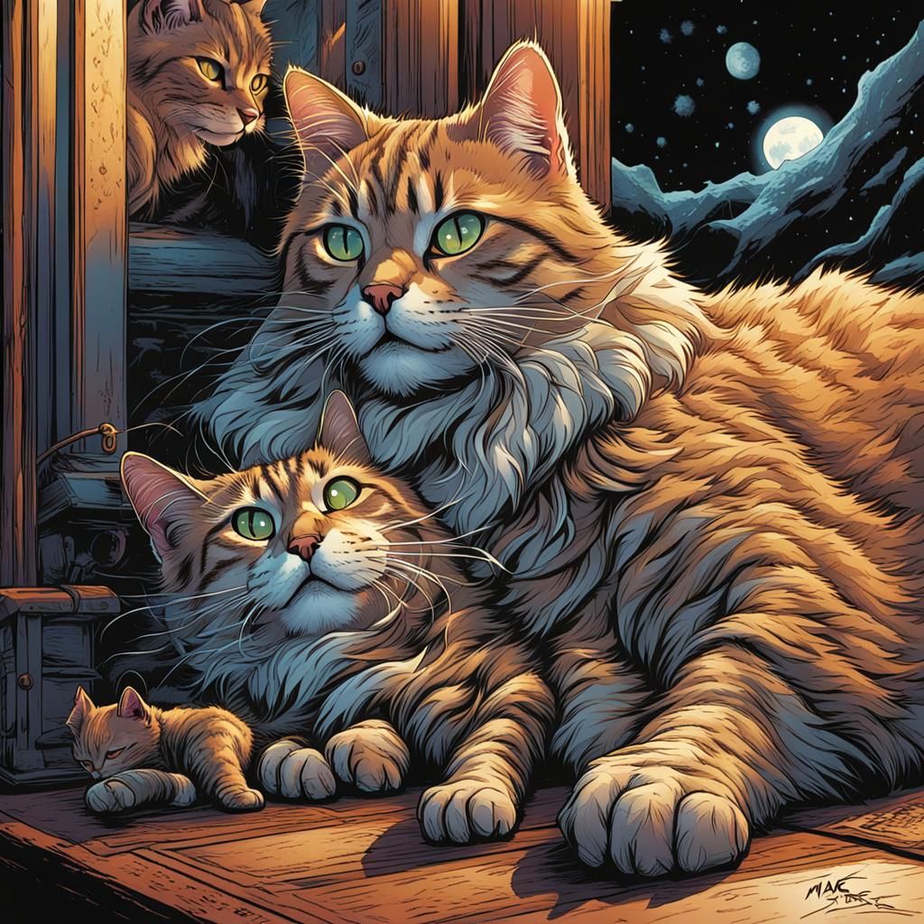 Cats: Powerful and Gentle Comic Book Art