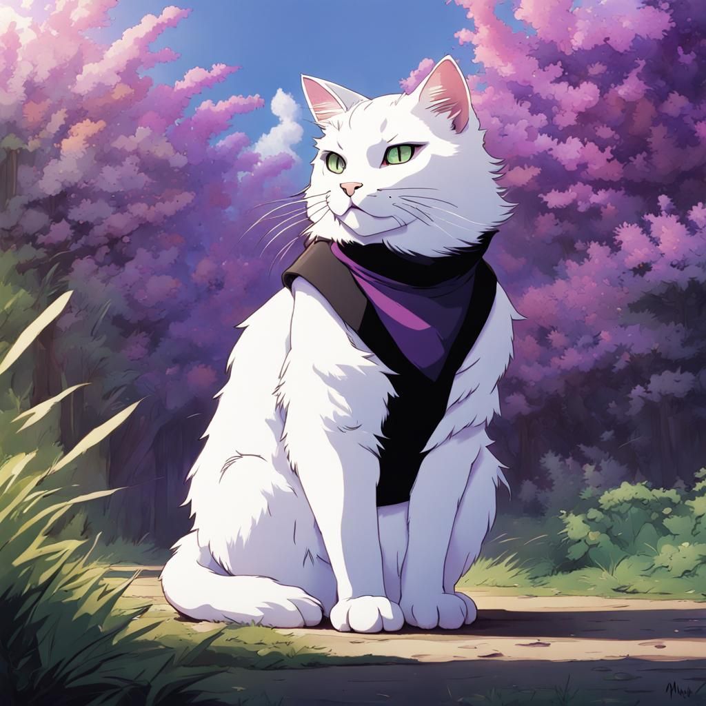 Fluffy Cat in Anime Style Outfit