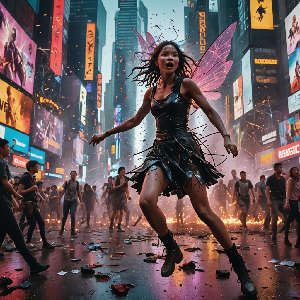 Fairies and People Clash in Times Square