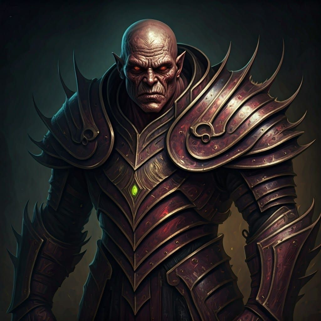 Grotesque Demon Knight in Biomechanical Armor