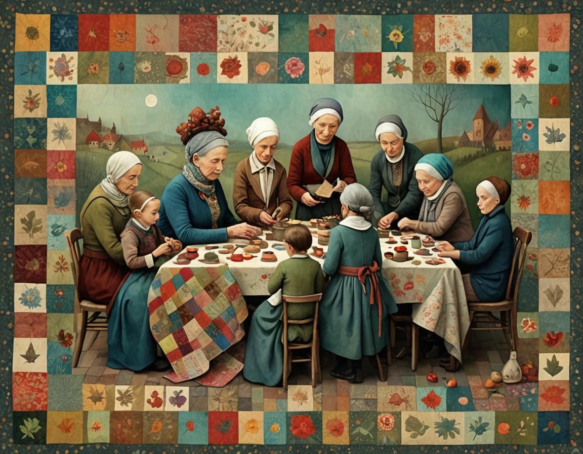 Women of All Ages Unite in Cozy Quilt-Making Scene
