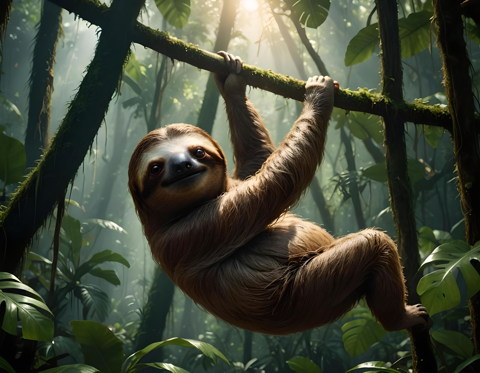 Sloth in Rainforest: Hyperreal Cinematic Visual
