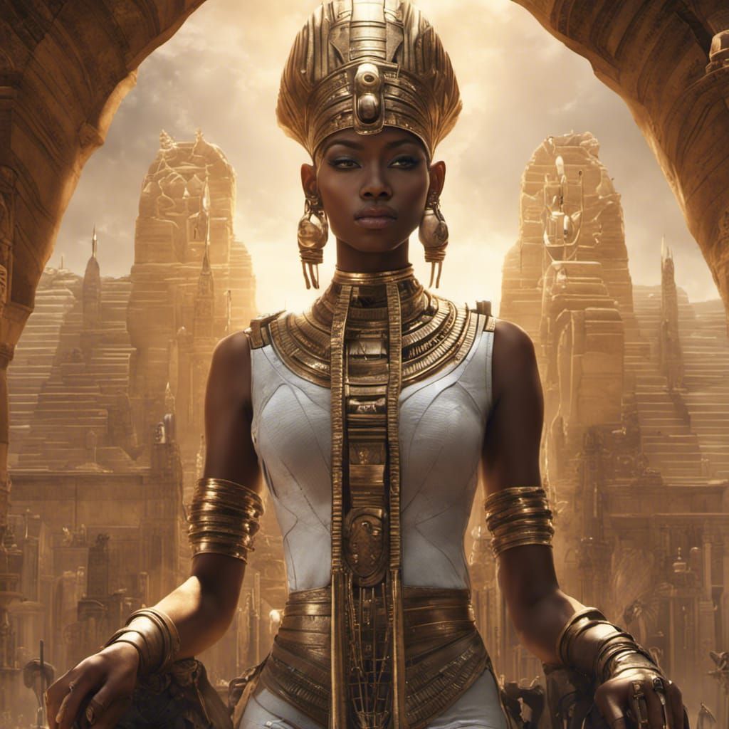 Futuristic Egyptian Nubian Queen Digital Painting