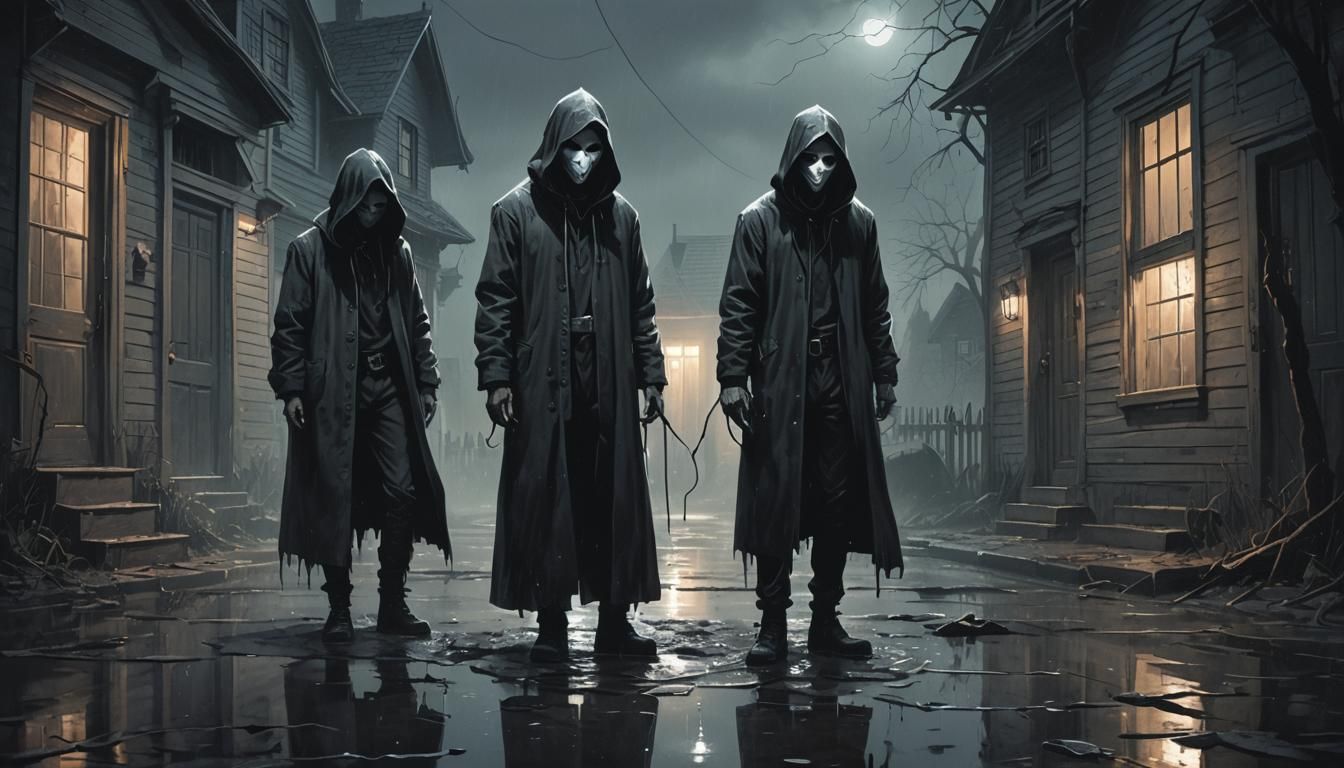 Gothic Illustration: Mysterious Phone in Rainy Street