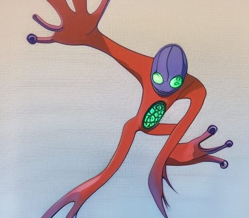 Psychedelic Ben 10 Alien in Ukiyo-e Style