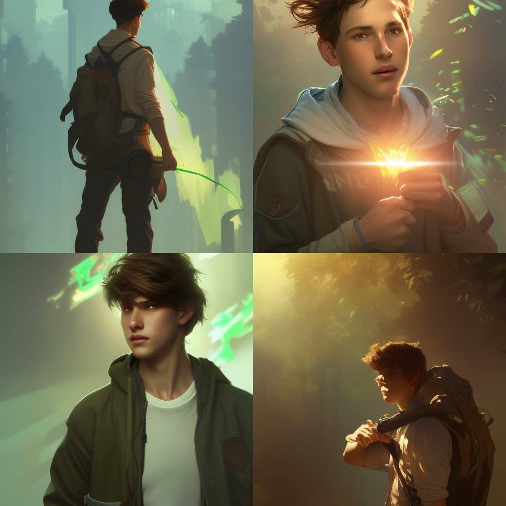 Teenage Boy Portrait in Art Nouveau Style