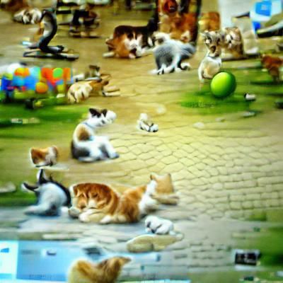 AI Interpretation of a Scene Dominated by Cats