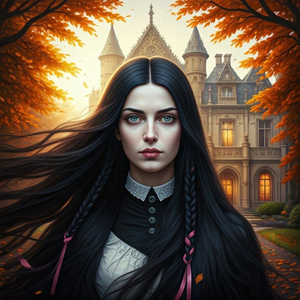 Gothic Woman in Rossetti Oil Painting Style