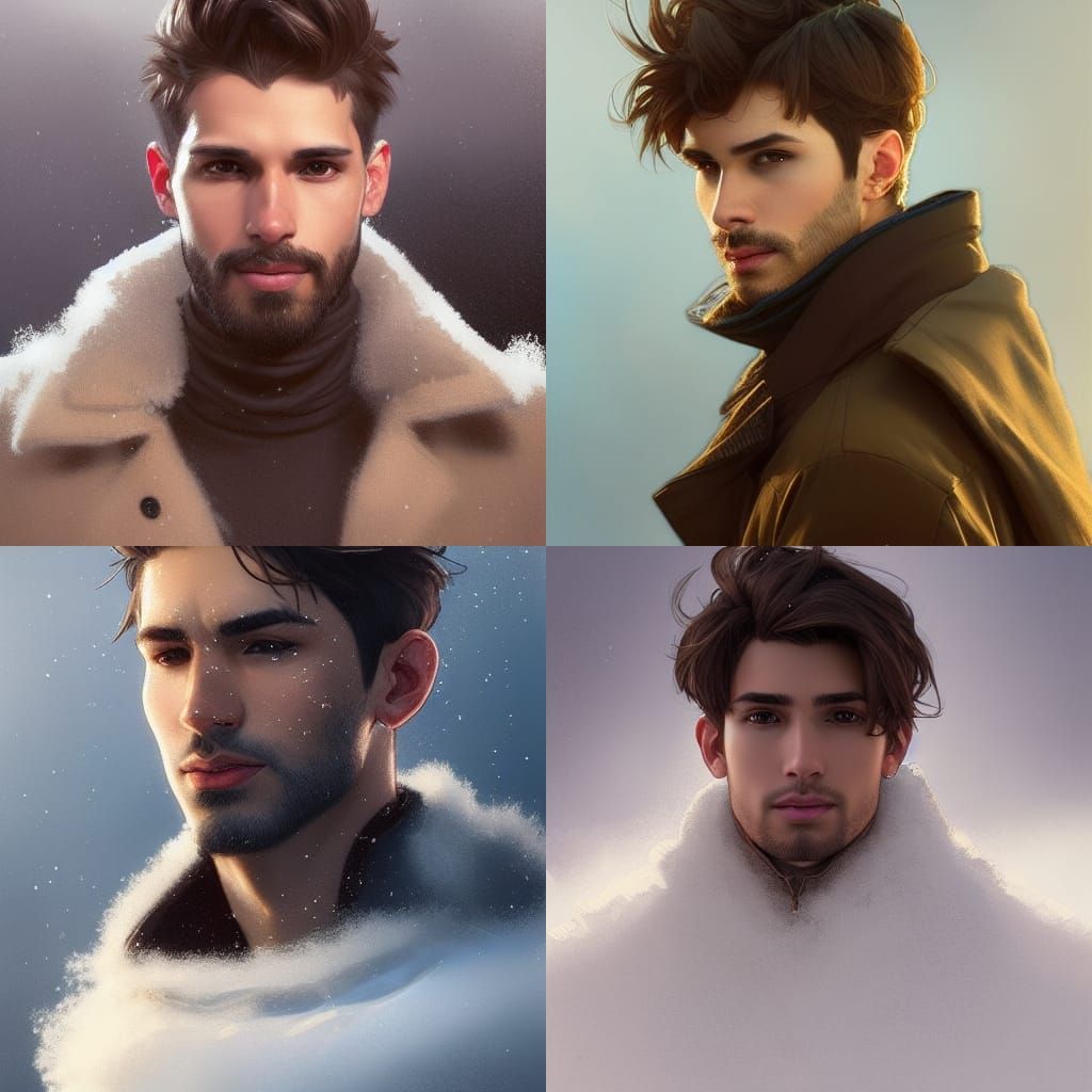 Short Brown-Haired Man in Frosty Outfit Portrait