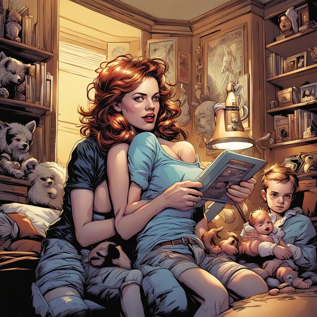 Babysitter in Comic Book Art Style