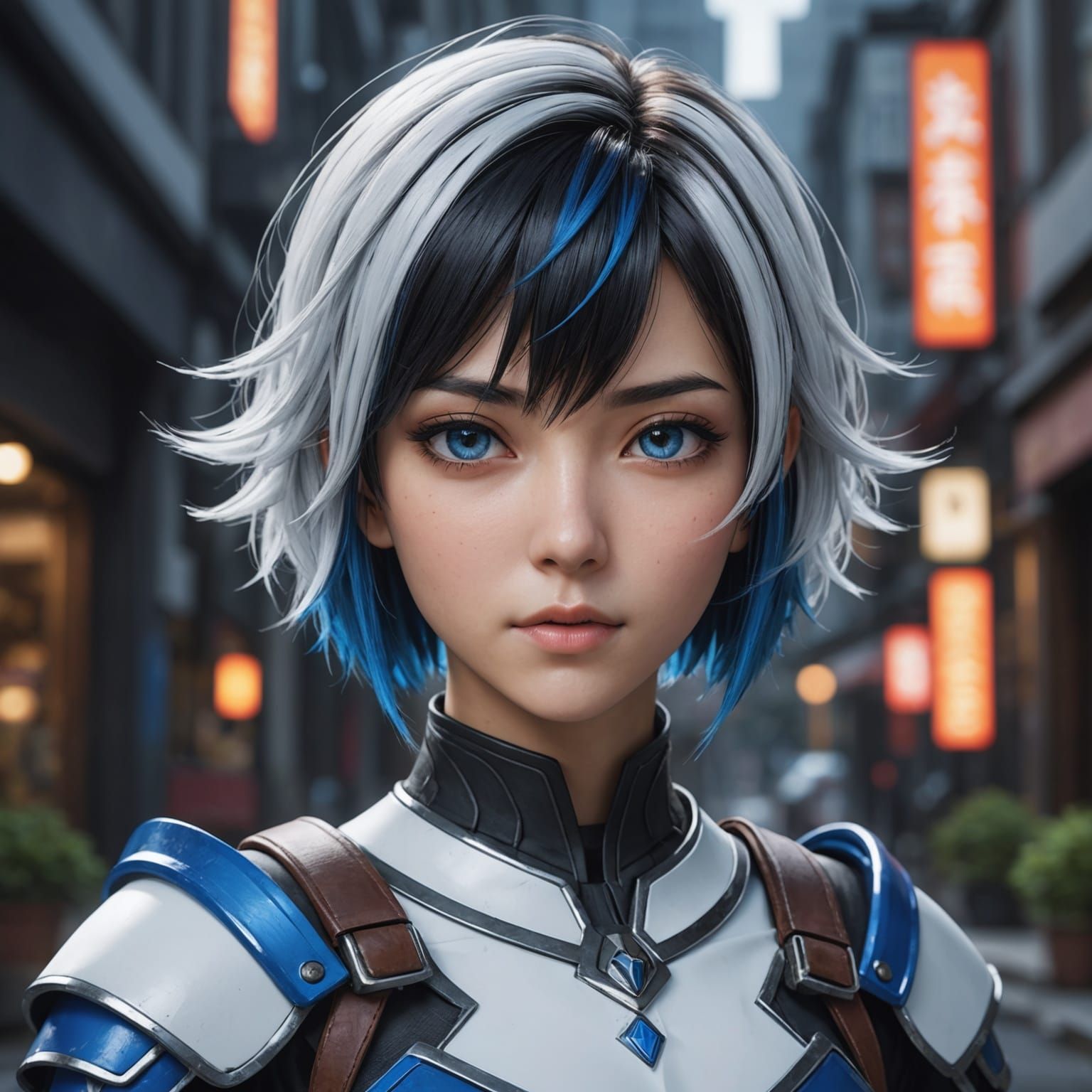 Anime Woman with Tri-Color Hair in 8k Resolution