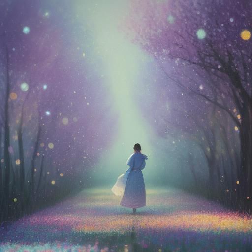 Person in Pointillistic Space: Neo-Impressionism Style