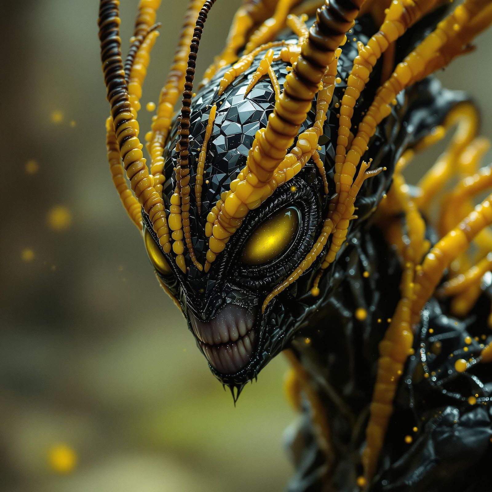 Feral Alien Woman with Insect Features: Digital Art