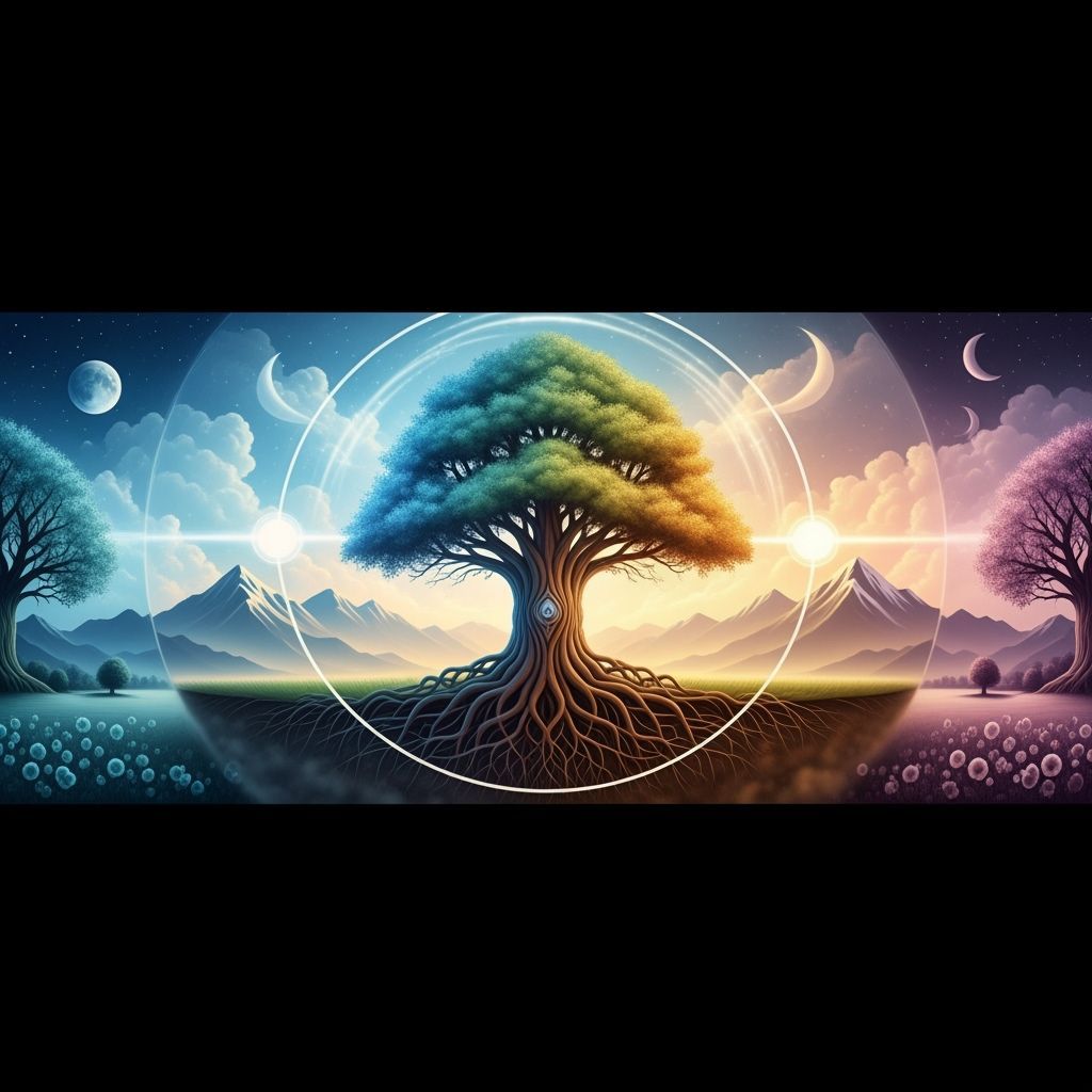 Ethereal Life Cycle Tree Across Seasons