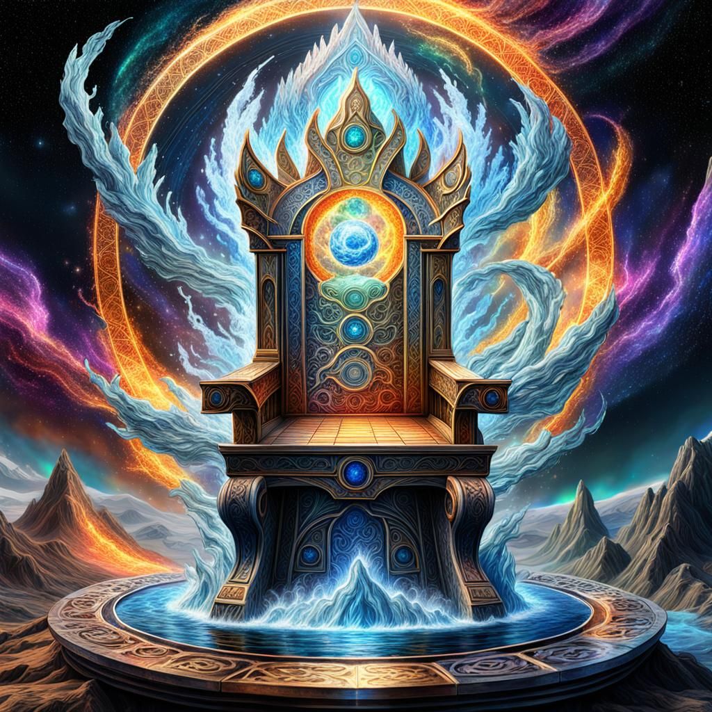 Elemental Throne: Astral Cosmic Illustration