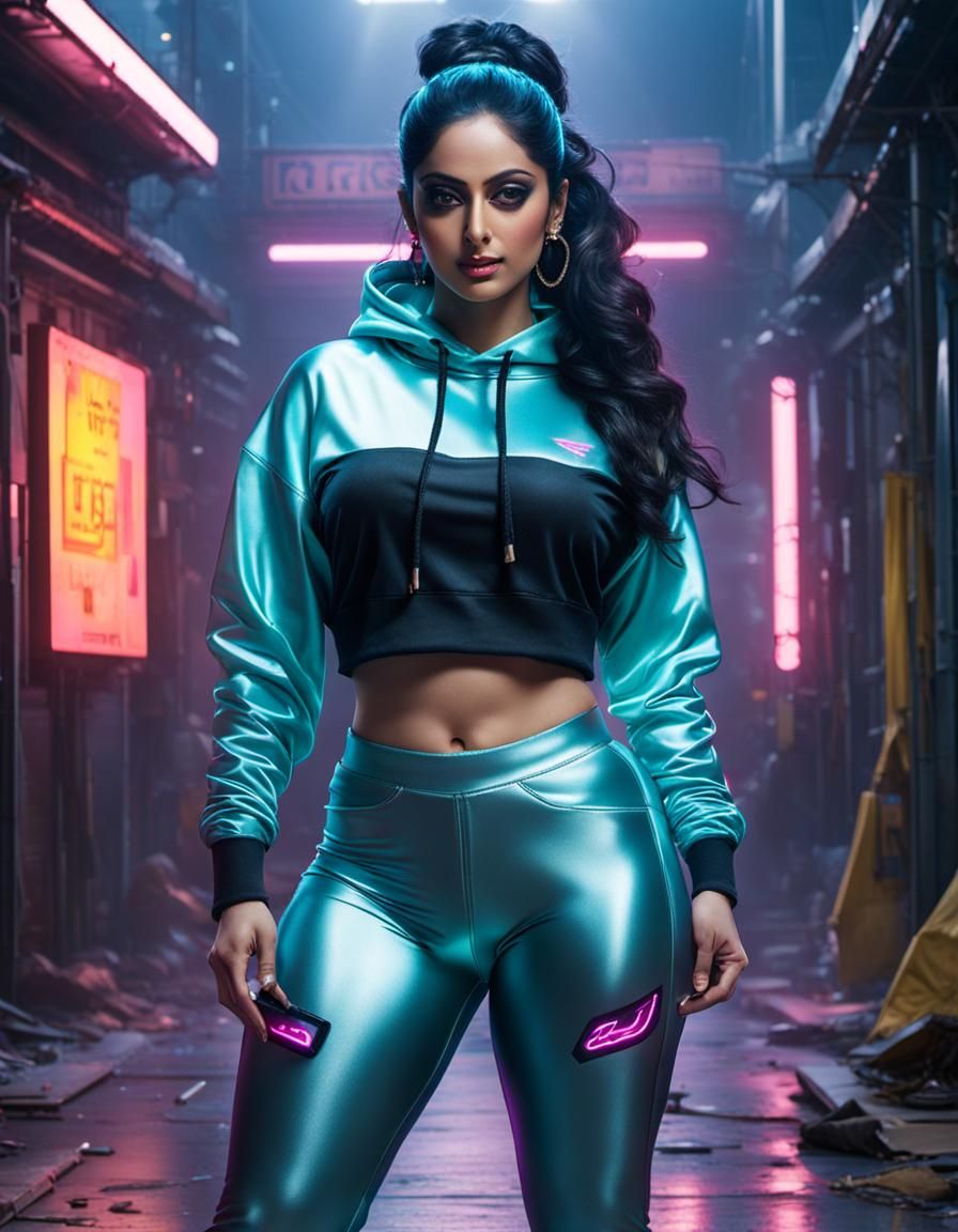 Cyberpunk Goddess in Neon Cityscape