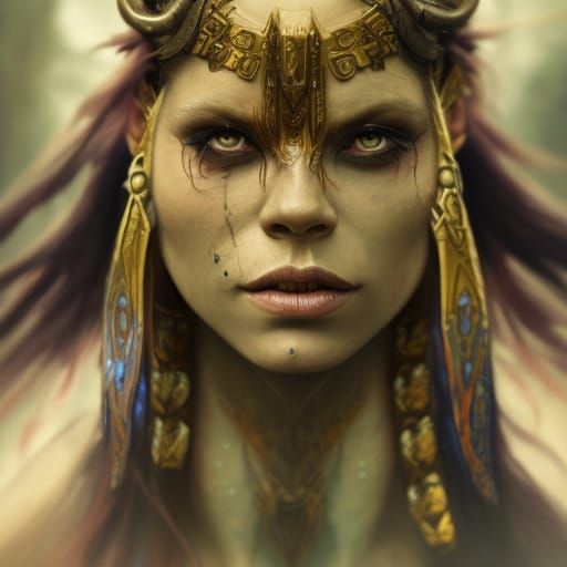 Detailed Orc Warrior with Polynesian Tattoo Art