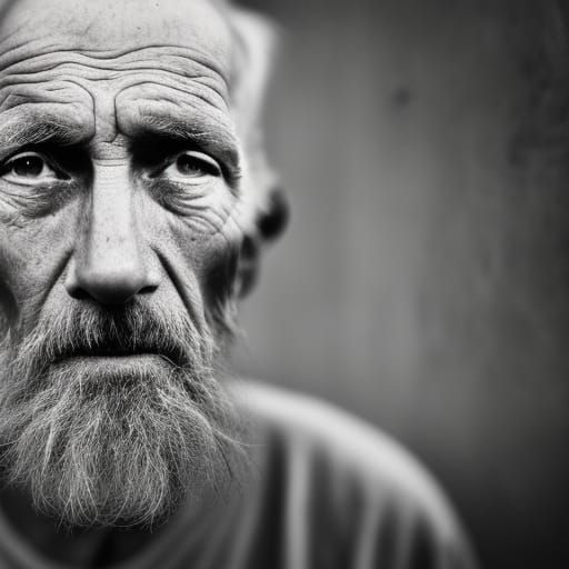 Intense Portrait of an Old Man in Natural Light