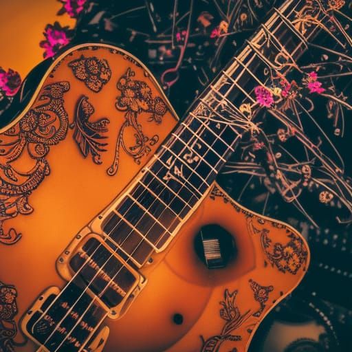 Steampunk Electric Guitar in Art Nouveau Style