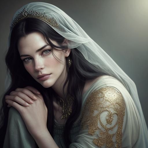 Elegant Portrait of Woman in Long Dress