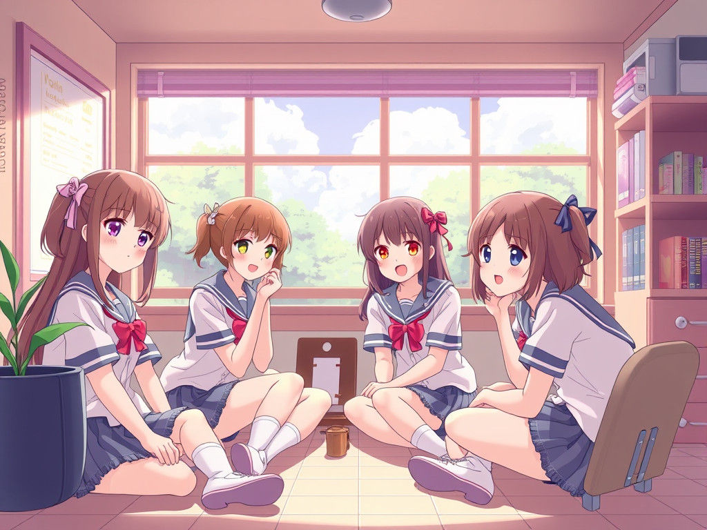 Cute Anime Girls Enjoying School Life