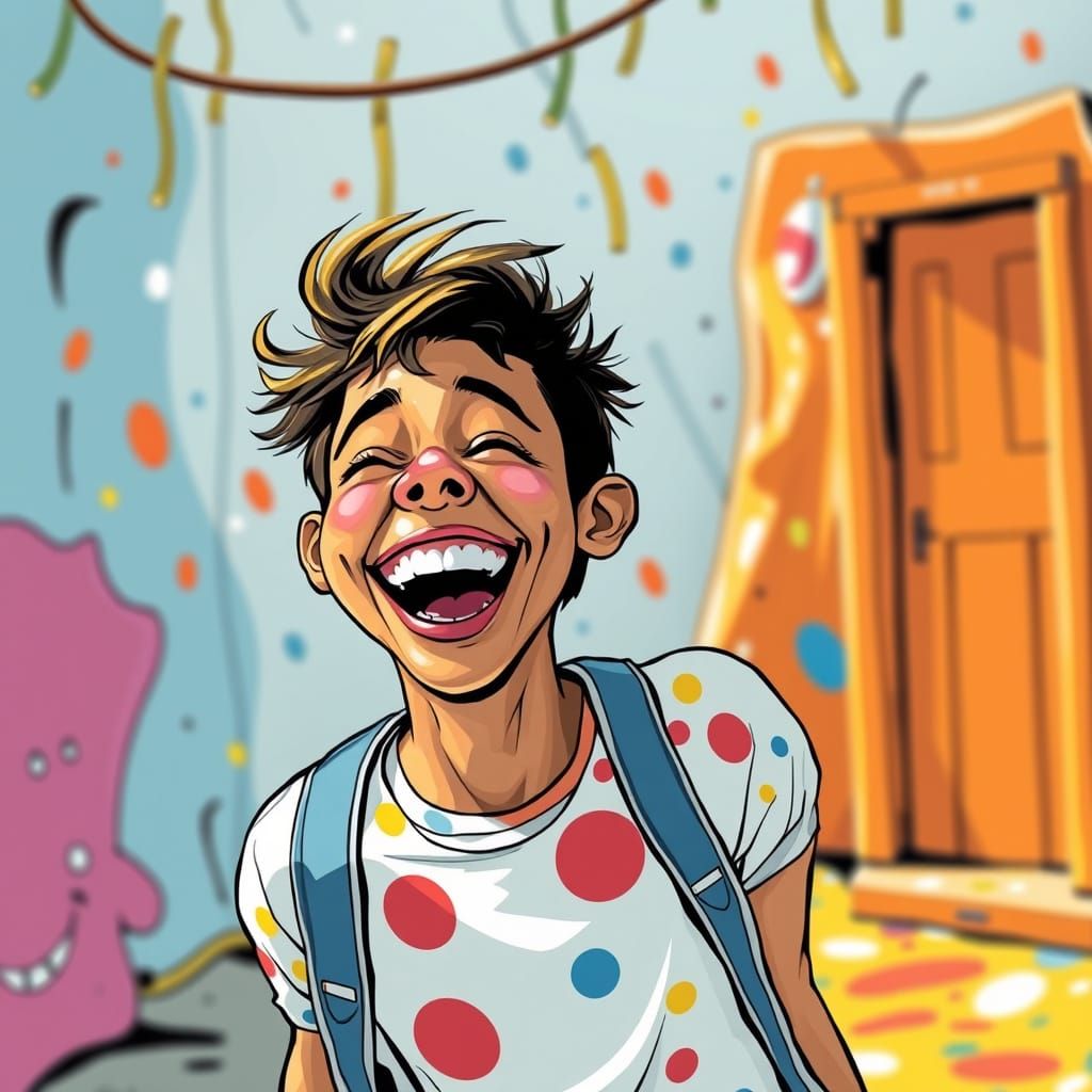 Joyful Laughter in a Whimsical and Vibrant World