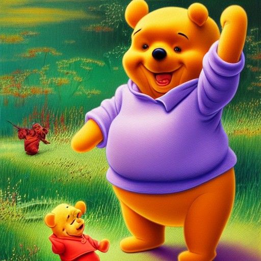 Winnie the Pooh and Xi Jinping: Oil Painting