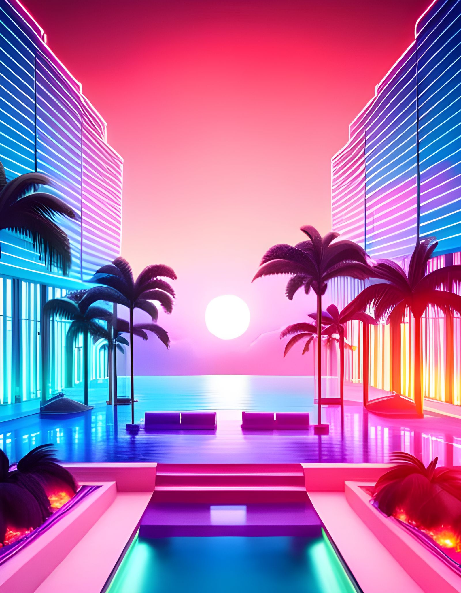 Poolside sunset in Miami